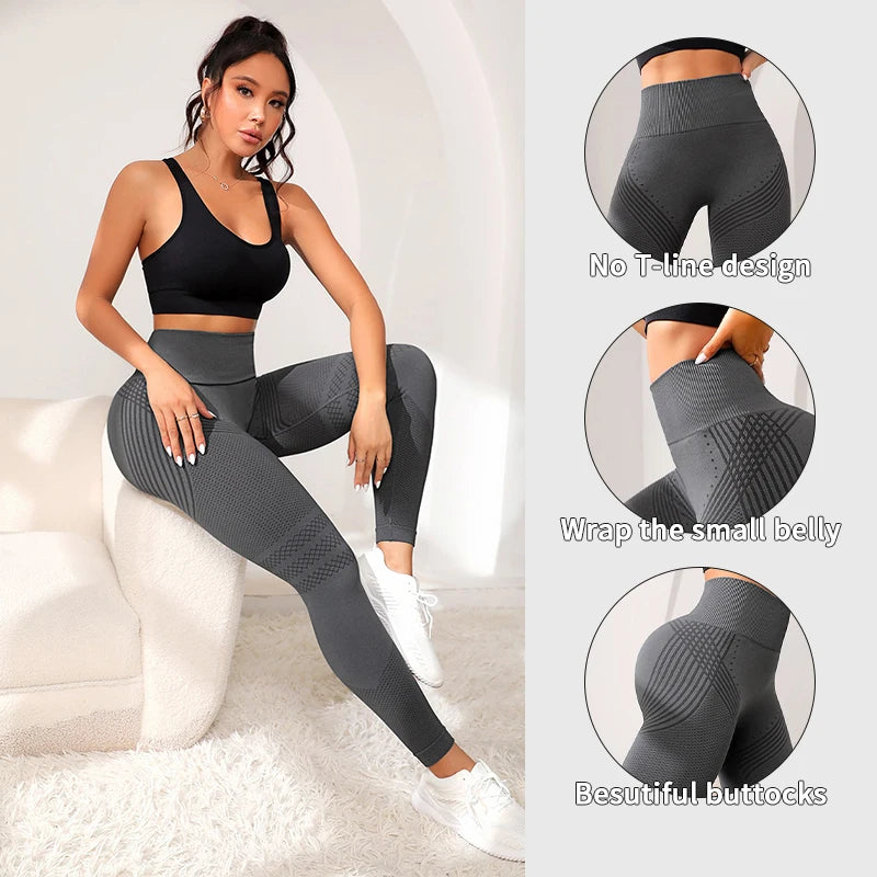 Leggings Desportivas Femininas — Cintura Alta com Efeito Push-Up