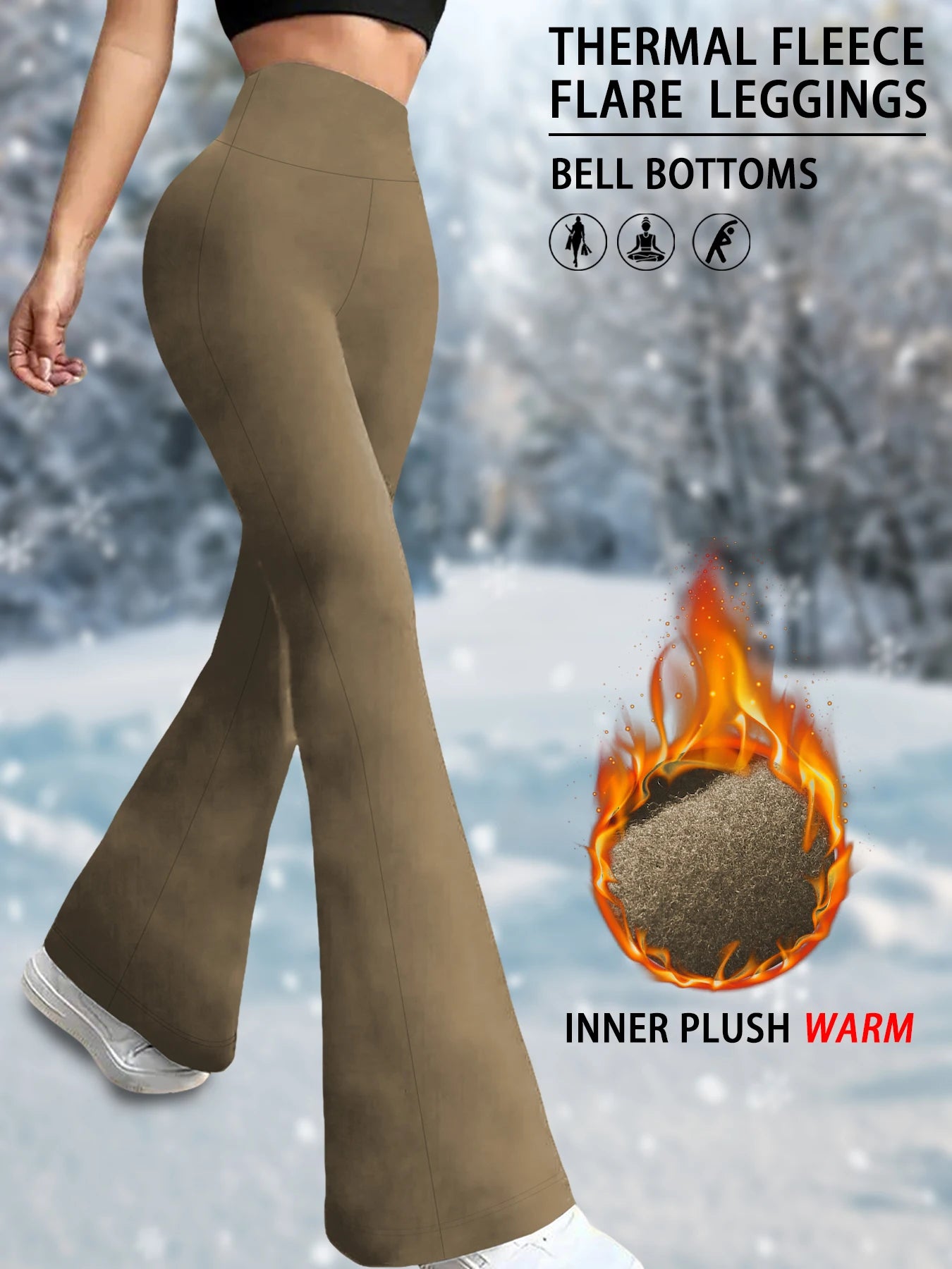 Leggings Flare Femininas Forradas — Cintura Alta com Tummy Control