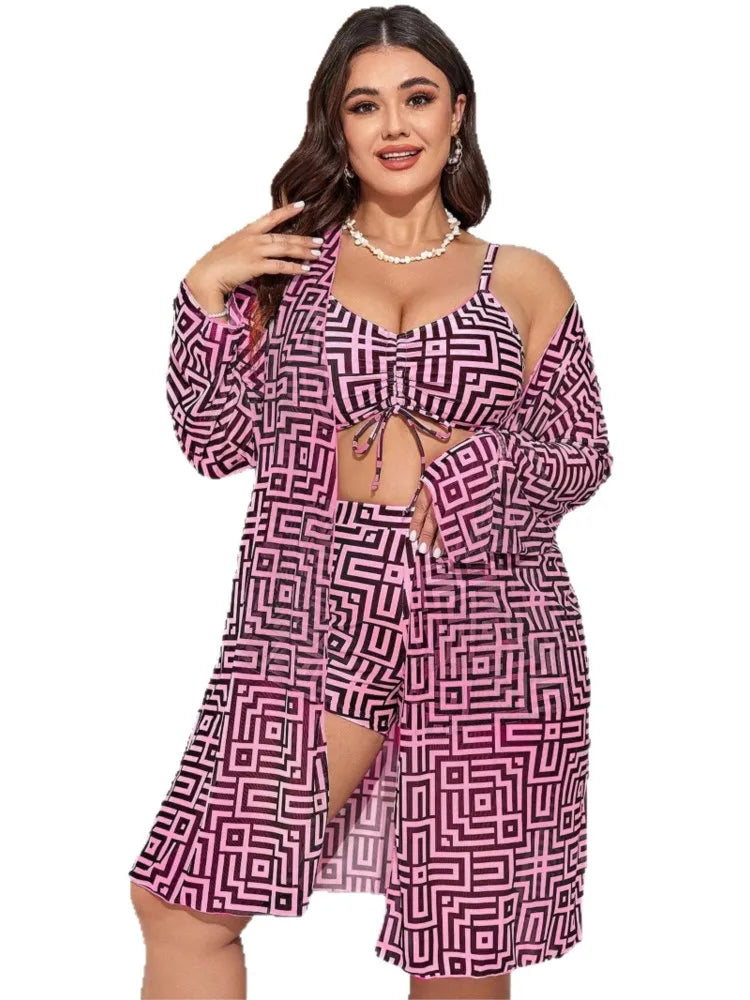 Biquíni Plus Size 3 Peças | Push-Up e Controlo de Barriga