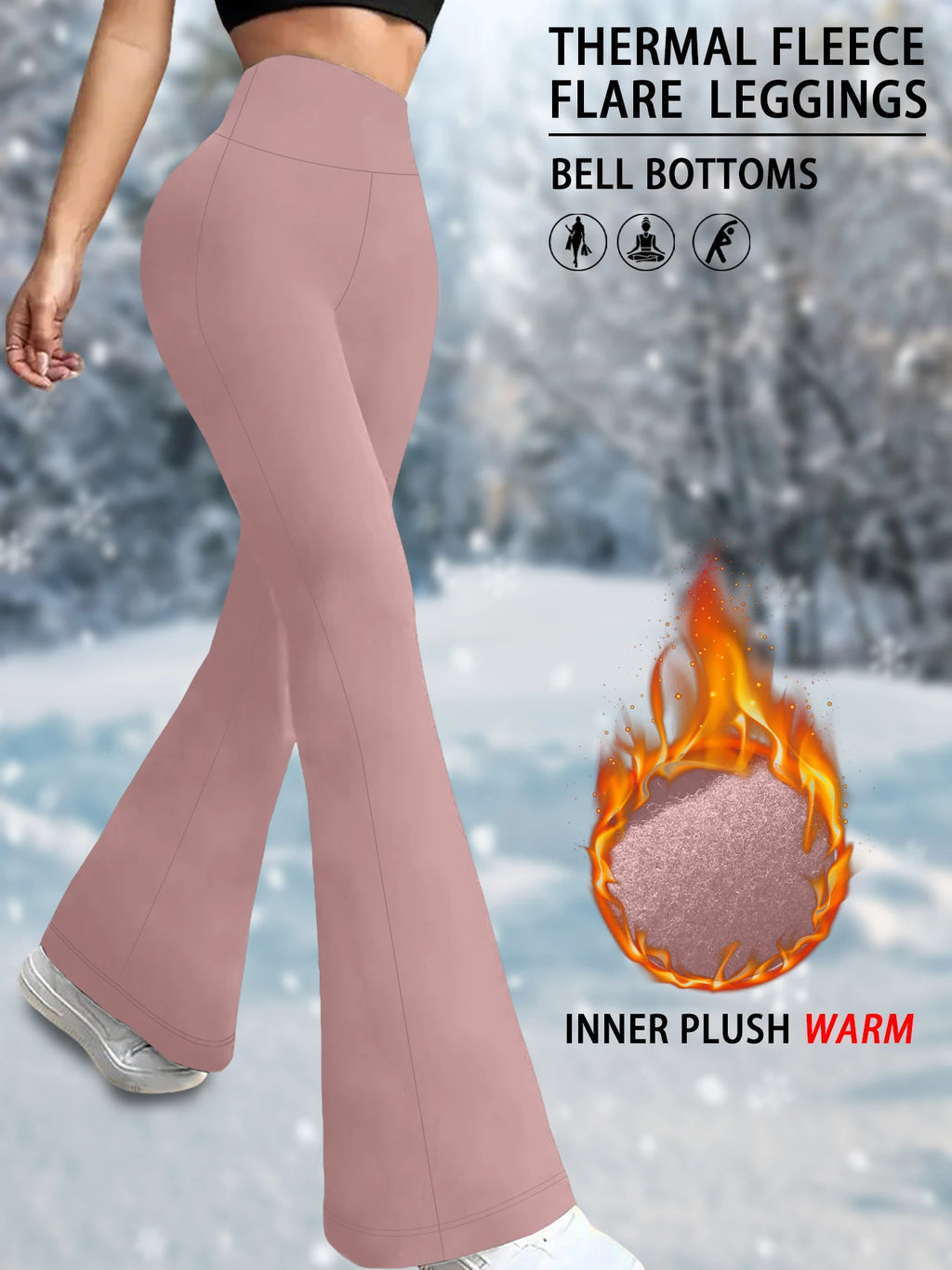 Leggings Flare Femininas Forradas — Cintura Alta com Tummy Control