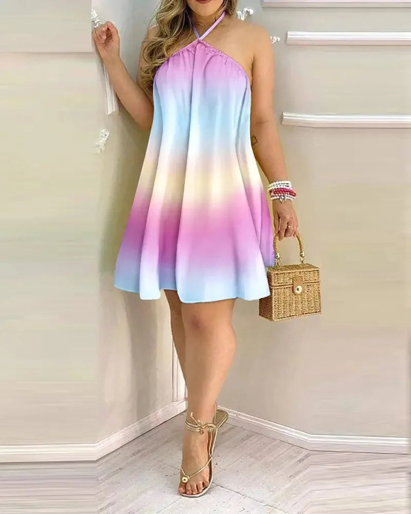 Vestido Halter com Estampado Floral e Costas Abertas | Estilo Boho