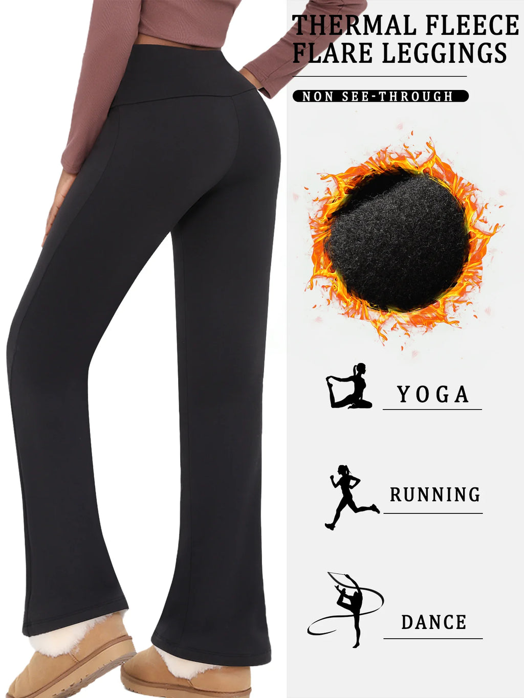 Leggings Flare Femininas Forradas — Cintura Alta com Tummy Control
