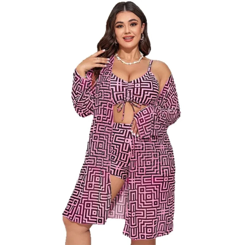 Biquíni Plus Size 3 Peças | Push-Up e Controlo de Barriga