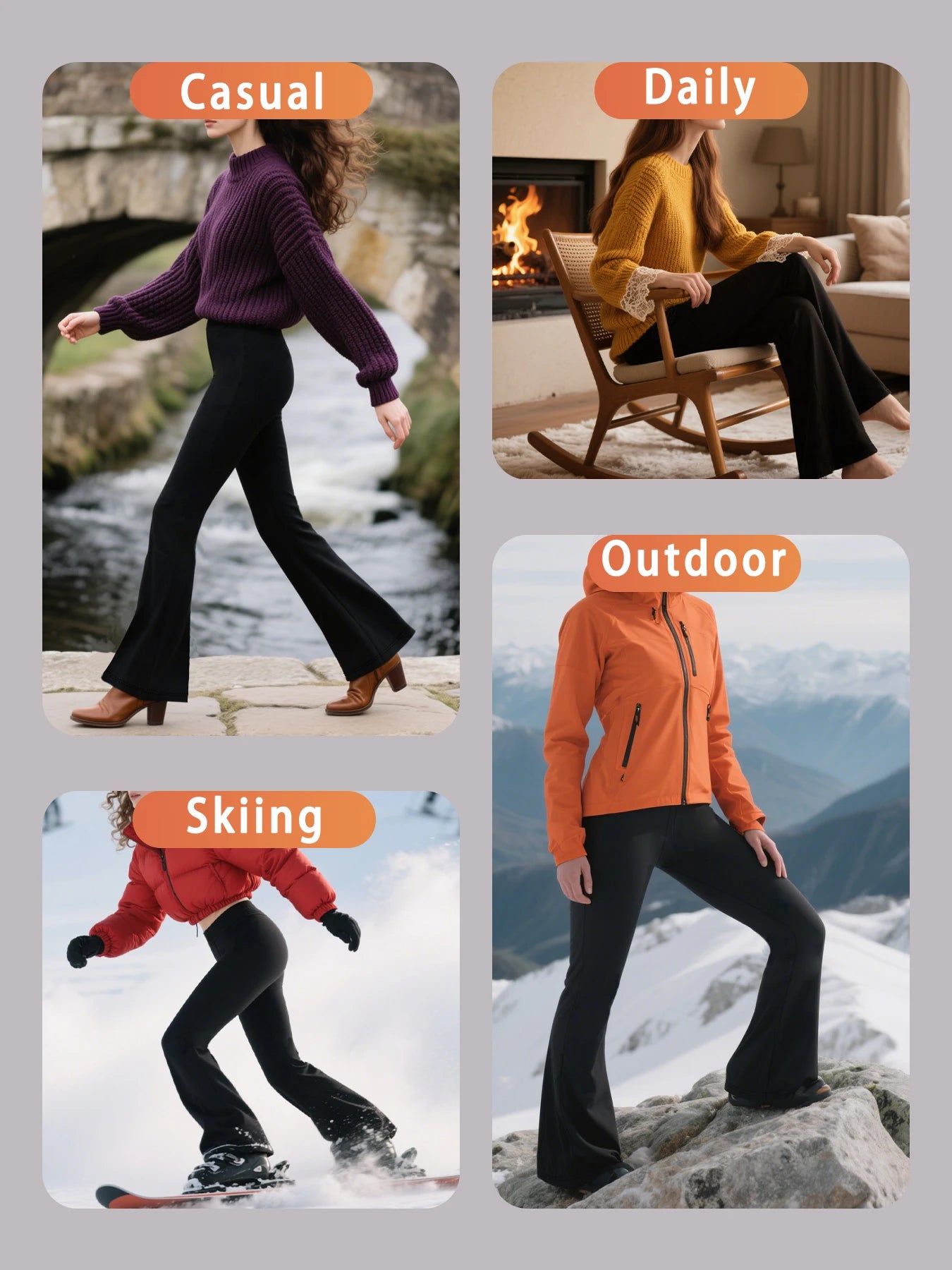 Leggings Flare Femininas Forradas — Cintura Alta com Tummy Control