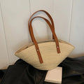 Mala de Verão Feminina em Palha — Tote Shopper Estilo Boho Grande Capacidade