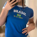 Crop Top Y2K com Estampado Brasil | Estilo Vintage Grunge
