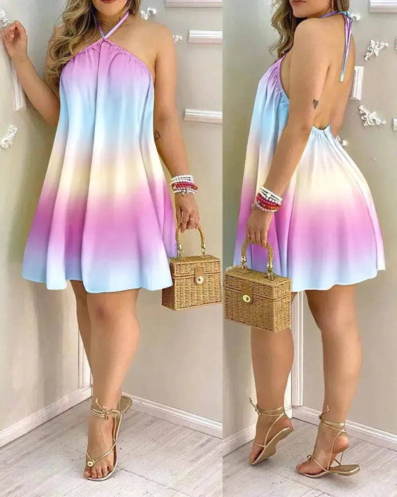 Vestido Halter com Estampado Floral e Costas Abertas | Estilo Boho