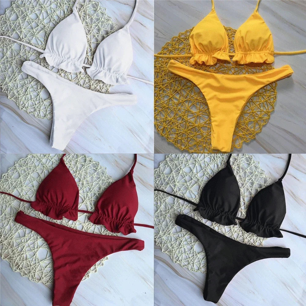 Biquíni Brasileiro Feminino | Push-Up com Top Bandage e Tanga
