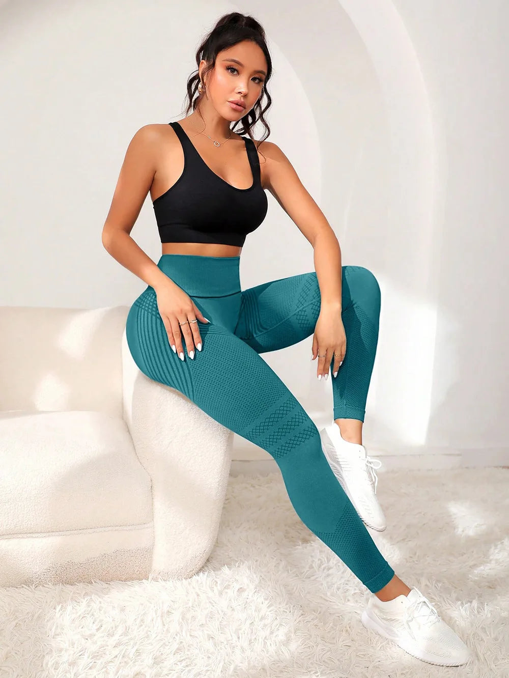 Leggings Desportivas Femininas — Cintura Alta com Efeito Push-Up