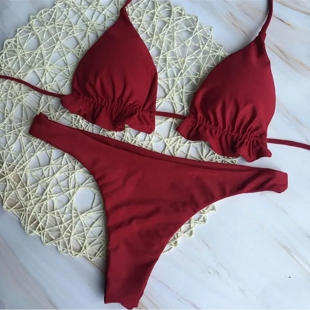 Biquíni Brasileiro Feminino | Push-Up com Top Bandage e Tanga