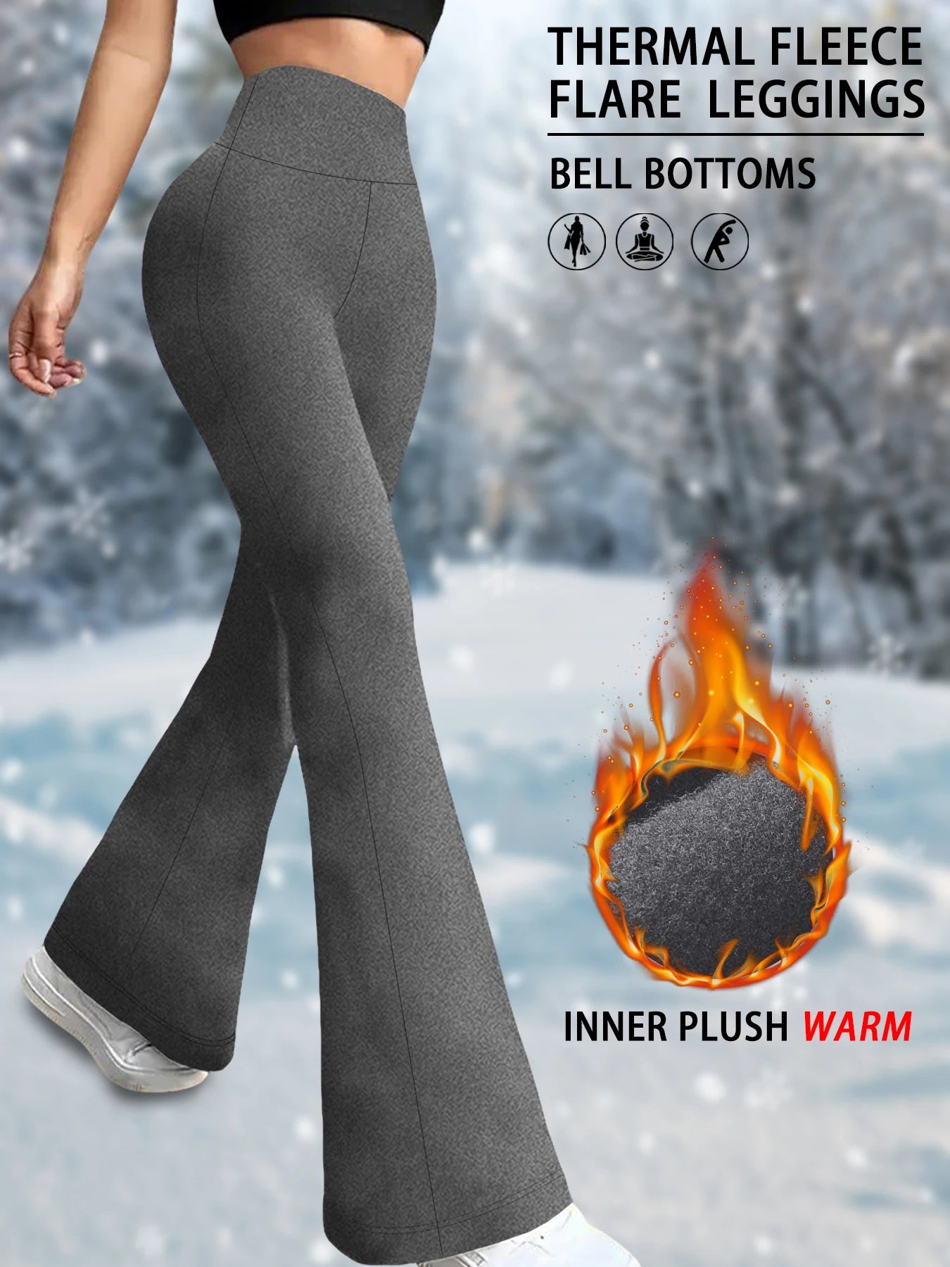 Leggings Flare Femininas Forradas — Cintura Alta com Tummy Control