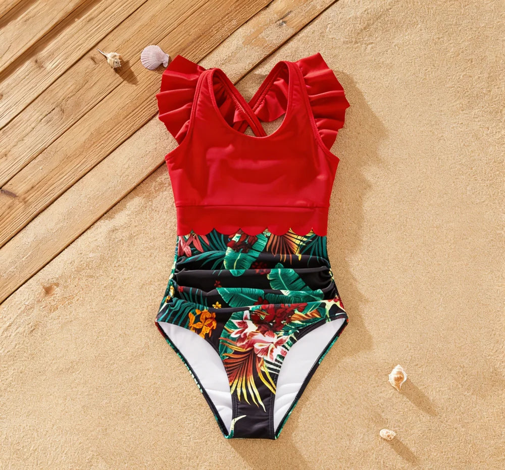 Conjunto de Banho Familiar | Estampado Tropical para Toda a Família