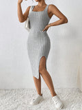 Vestido de Verão com Alças e Fenda Lateral | Malha Slim