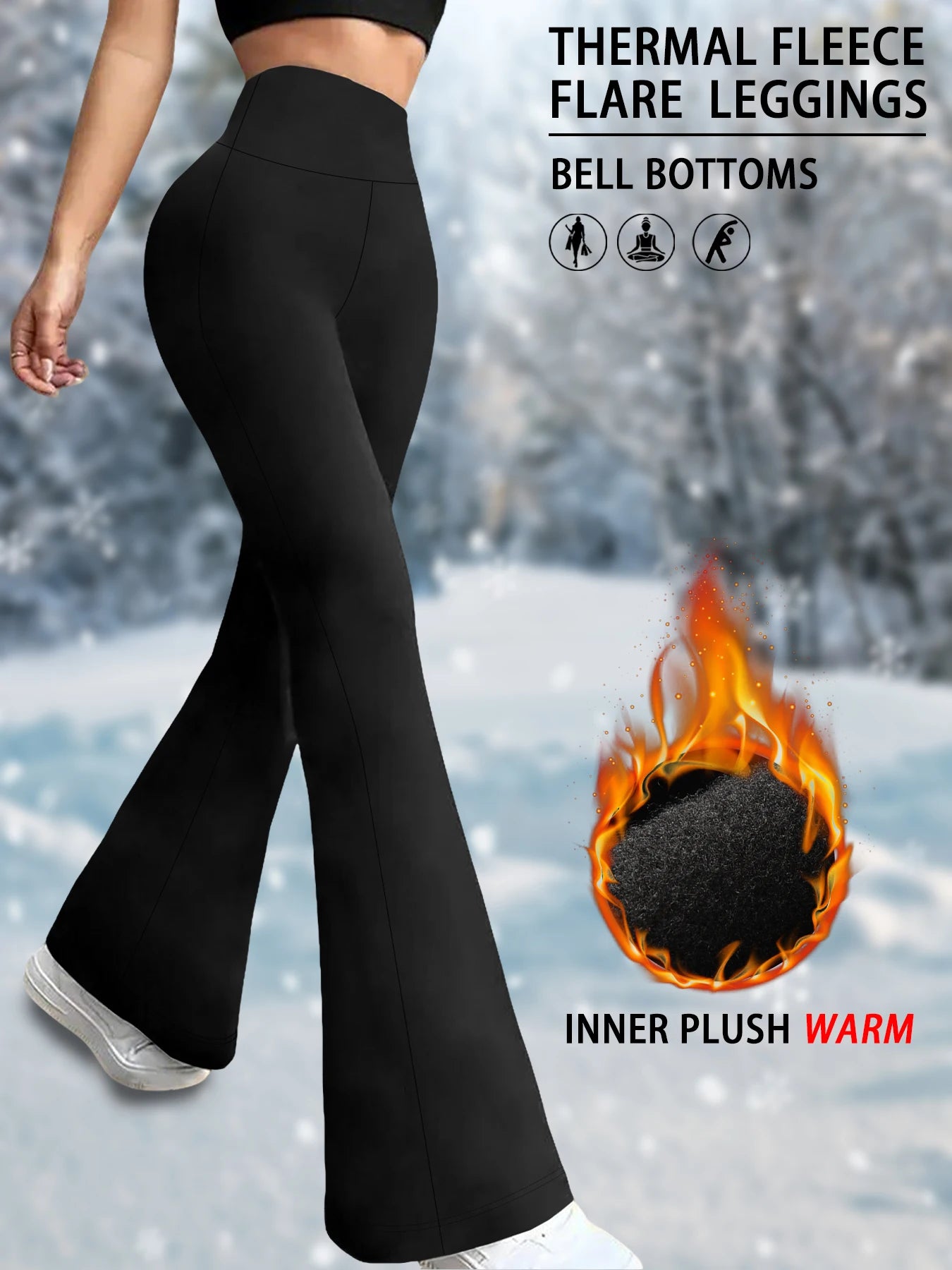 Leggings Flare Femininas Forradas — Cintura Alta com Tummy Control