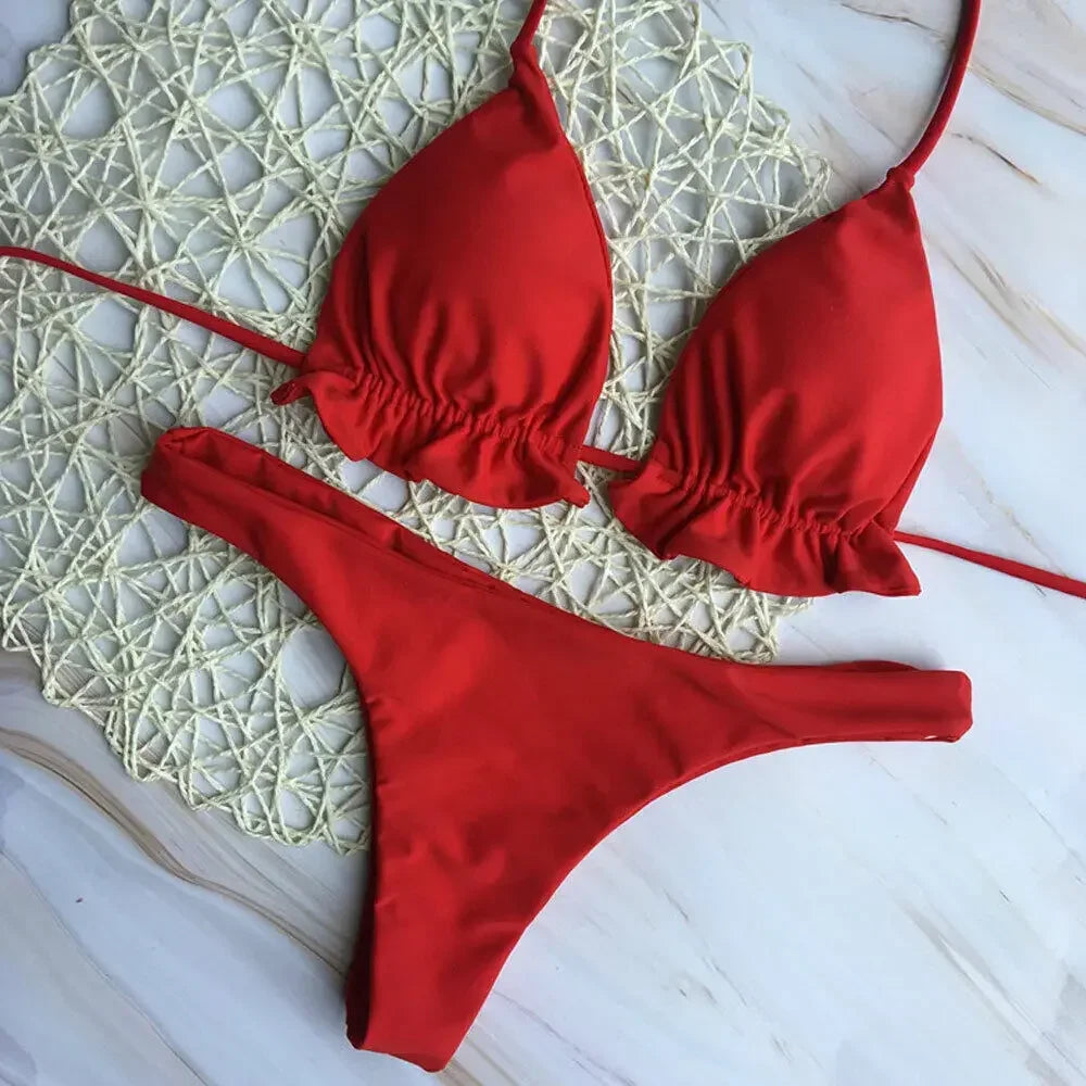 Biquíni Brasileiro Feminino | Push-Up com Top Bandage e Tanga