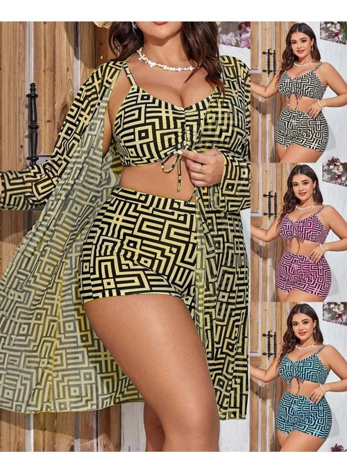 Biquíni Plus Size 3 Peças | Push-Up e Controlo de Barriga