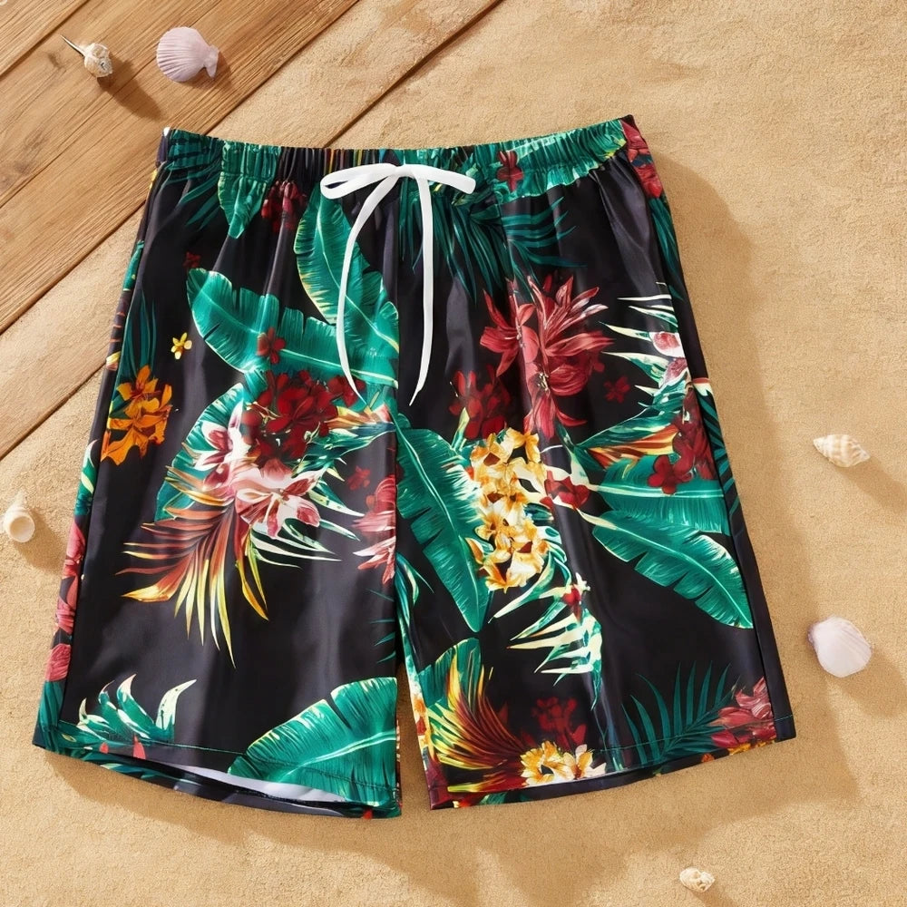 Conjunto de Banho Familiar | Estampado Tropical para Toda a Família