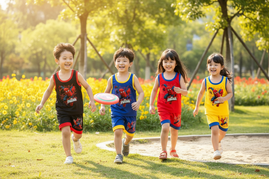 Crianças a usar Conjunto Infantil